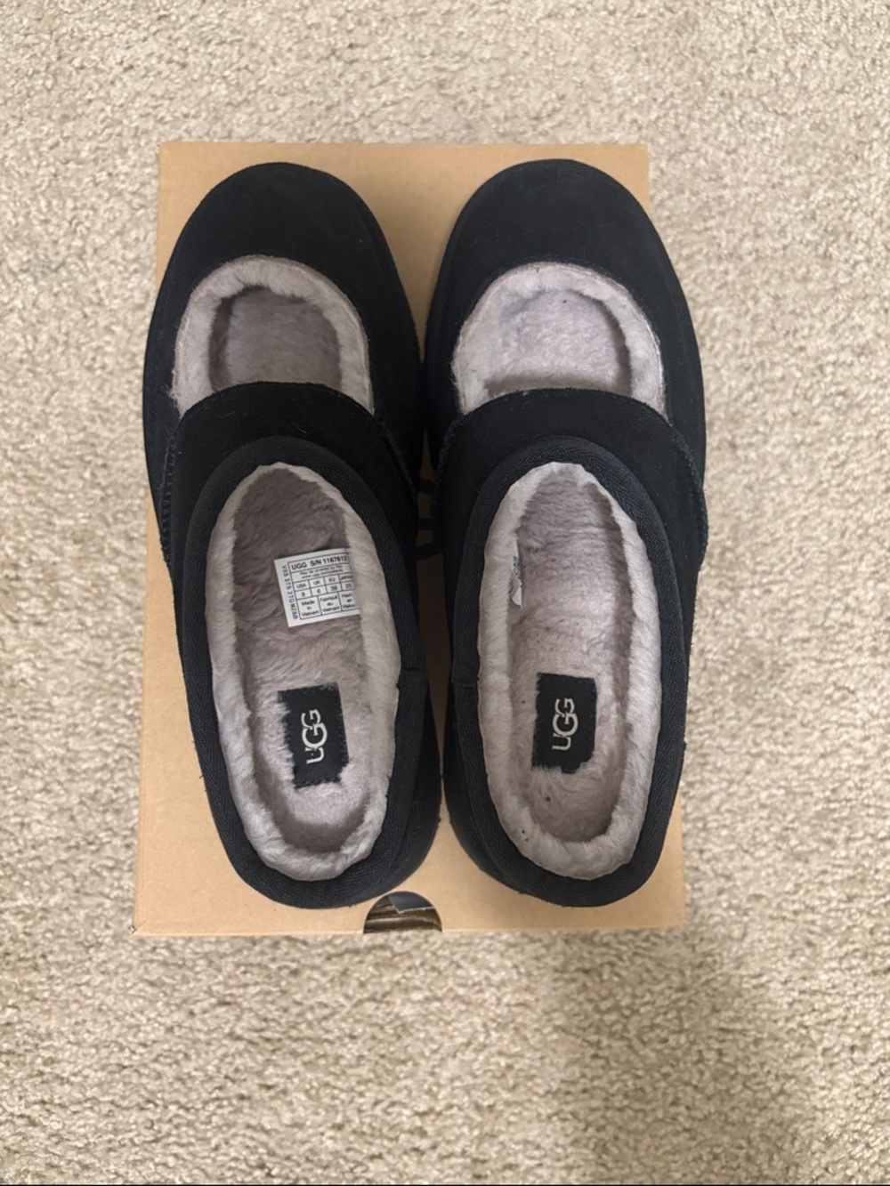 UGG Black Plush-Lined Slip-On Clogs